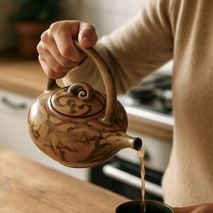 Signed hand crafted teapot primitive fashioned